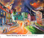 Storm Brewing in St. John's, Oil on Canvas